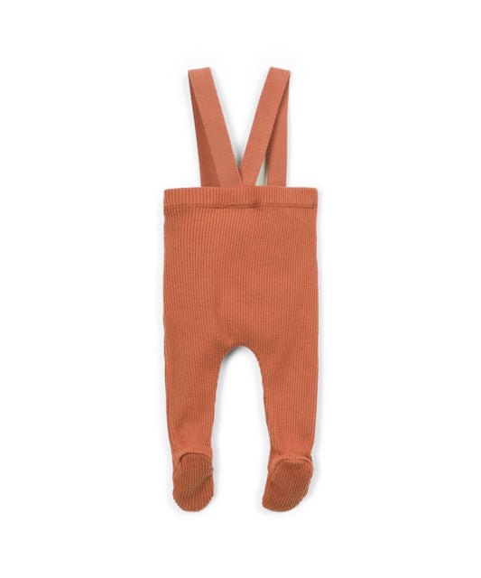 Leggings de canalé con pies y tirantes - Naranja - Play Up (detalle)