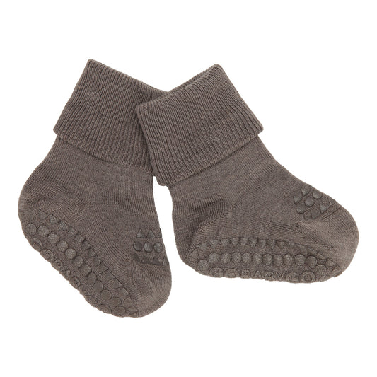 Calcetines antideslizantes de lana merino GoBabyGo - Brown Melange