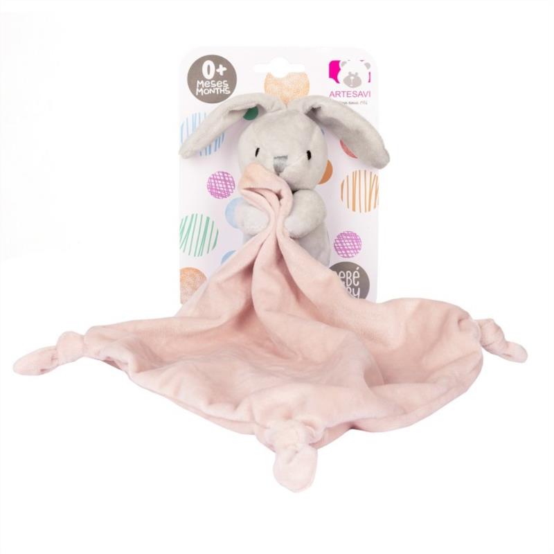 CONEJITO SONAJERO CON DOUDOU ROSA 25X25 CM