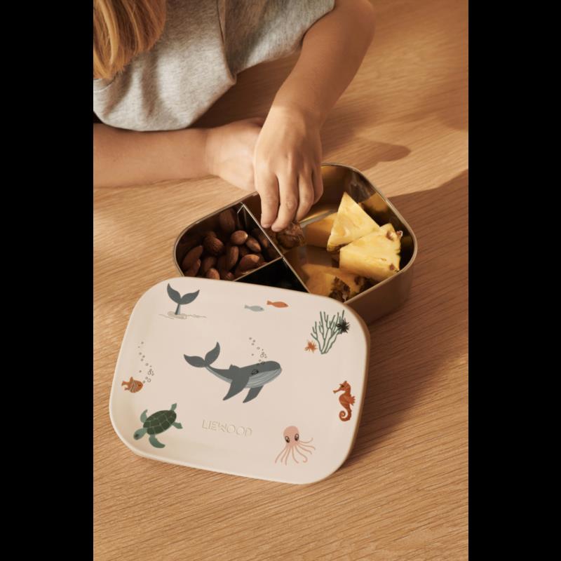 Tilda Printed Bib 2-Pack - Sea creature / Sandy - detalle