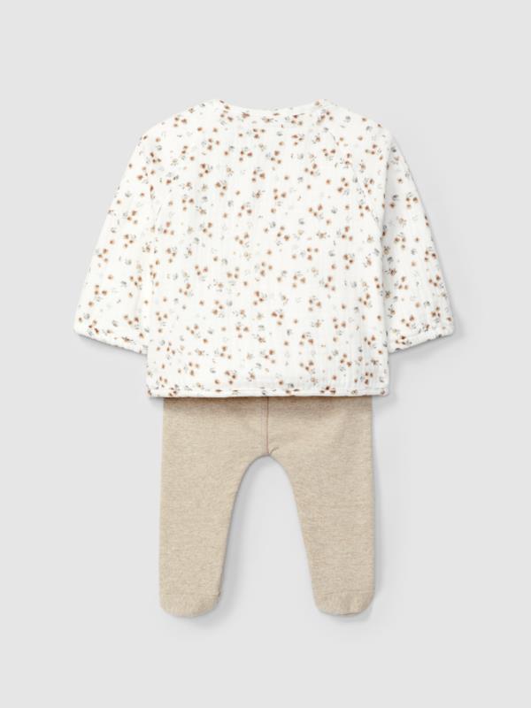 Conjunto de dos piezas de muselina estampada y punto liso