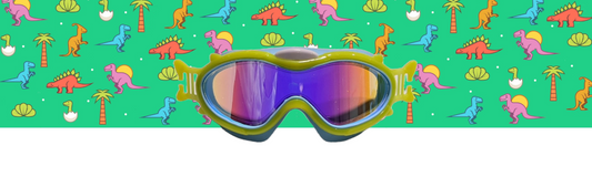 Máscara de natación infantil con turbante — Dinos (amarillo)
