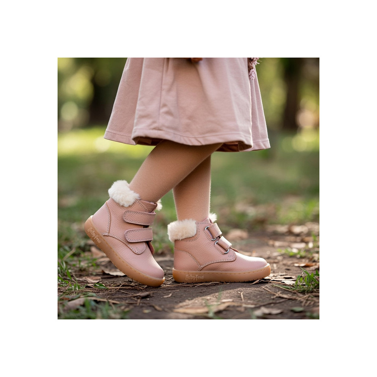 Bota barefoot doble velcro con pelo Chetto — Rosa - vista 7