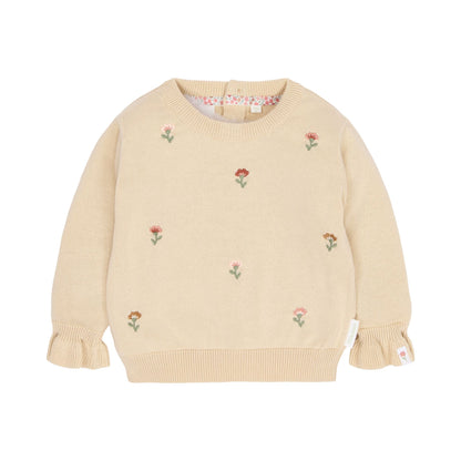 Jersey bordado flor - Vainilla