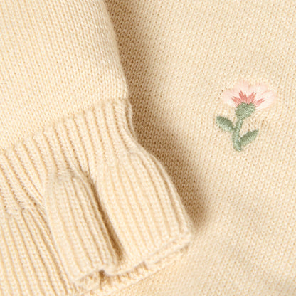 Jersey bordado flor - Vainilla