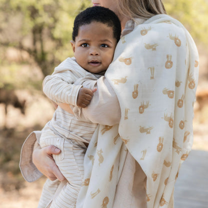Camiseta manga larga Safari rayas - Tostado
