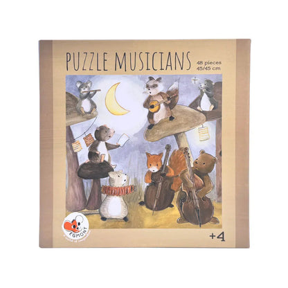 Puzzle armado con animales músicos