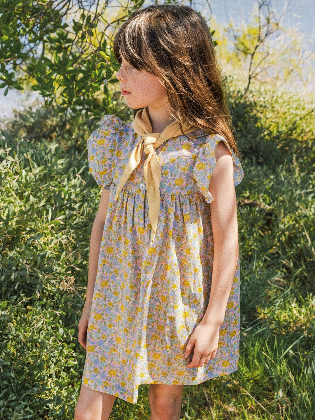 Vestido de tejido Liberty floral Laranjinha, rosa