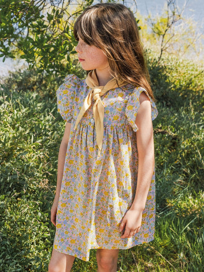 Vestido de tejido Liberty floral Laranjinha, rosa