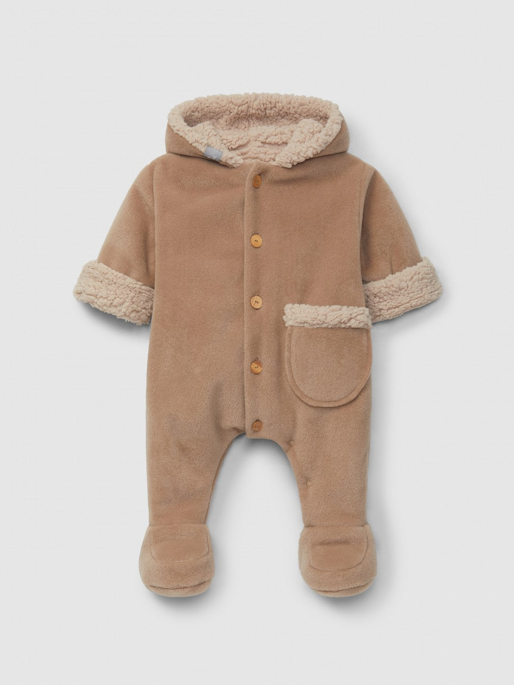 Buzo polar con capucha y bolsillo Snug, beige
