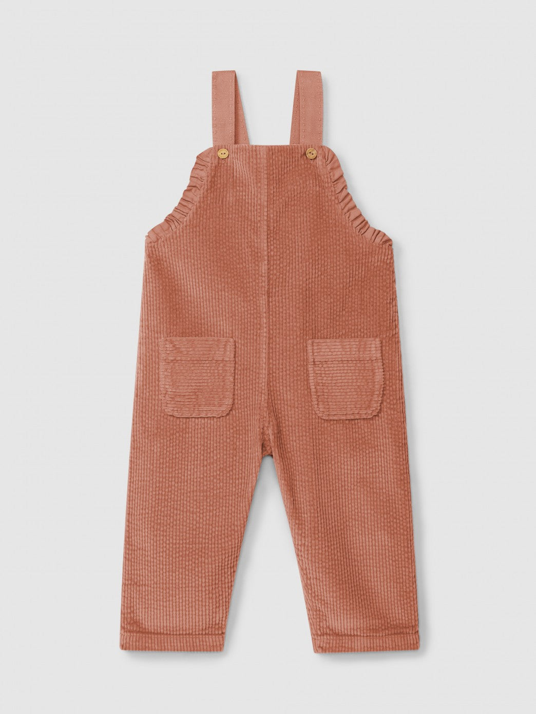 Peto de pana con bolsillos y volante Laranjinha, rosa viejo