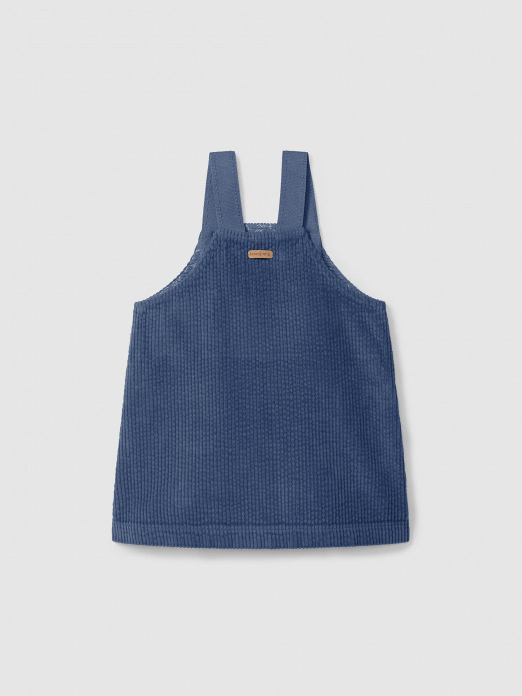 Falda con peto de pana con bolsillos y volante Laranjinha, indigo