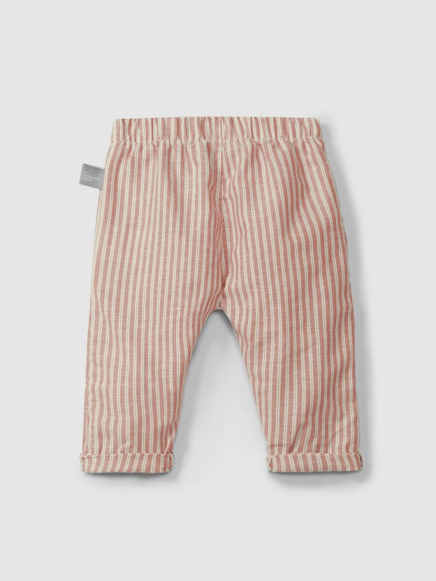 Pantalón pull-up de tela a rayas Snug, terracota