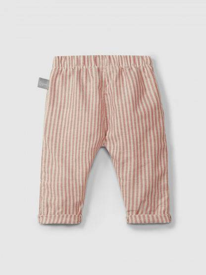Pantalón pull-up de tela a rayas Snug, terracota
