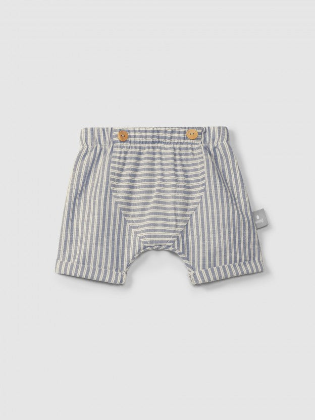 Bermuda pull-up de tela a rayas Snug, índigo