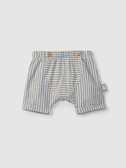 Bermuda pull-up de tela a rayas Snug, índigo