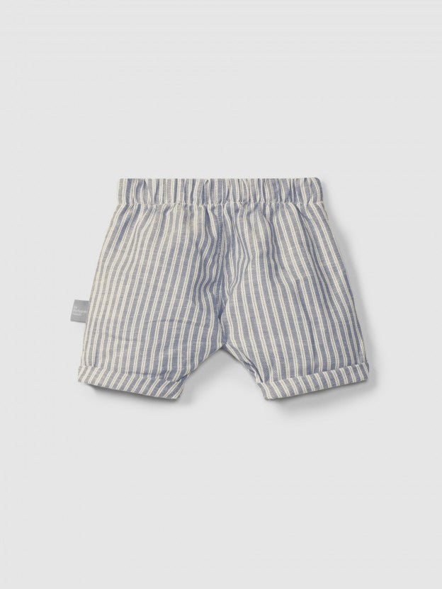 Bermuda pull-up de tela a rayas Snug, índigo