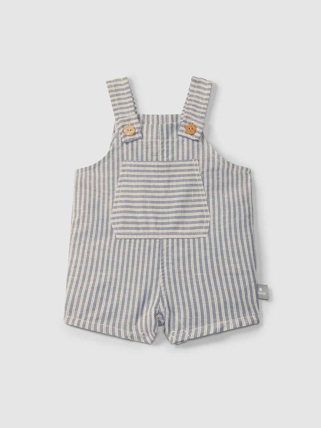 Peto corto de tela a rayas con bolsillo Snug, índigo