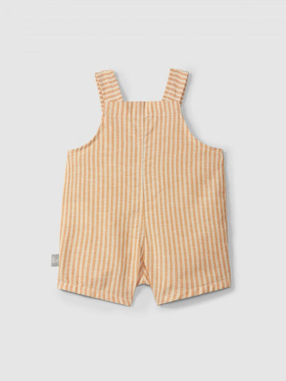 Peto corto de tela a rayas con bolsillo Snug, ocre