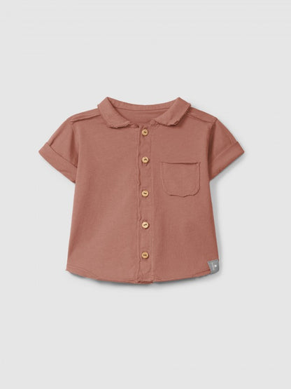 Polo de punto liso con bolsillo Snug, terracota