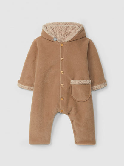 Buzo polar con capucha y bolsillo Snug, beige