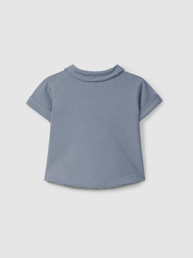 Polo de punto liso con bolsillo Snug, índigo