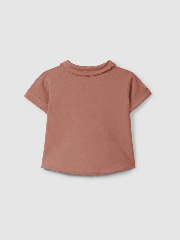 Polo de punto liso con bolsillo Snug, terracota