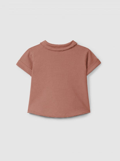 Polo de punto liso con bolsillo Snug, terracota