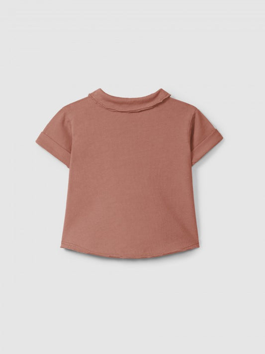 Polo de punto liso con bolsillo Snug, terracota