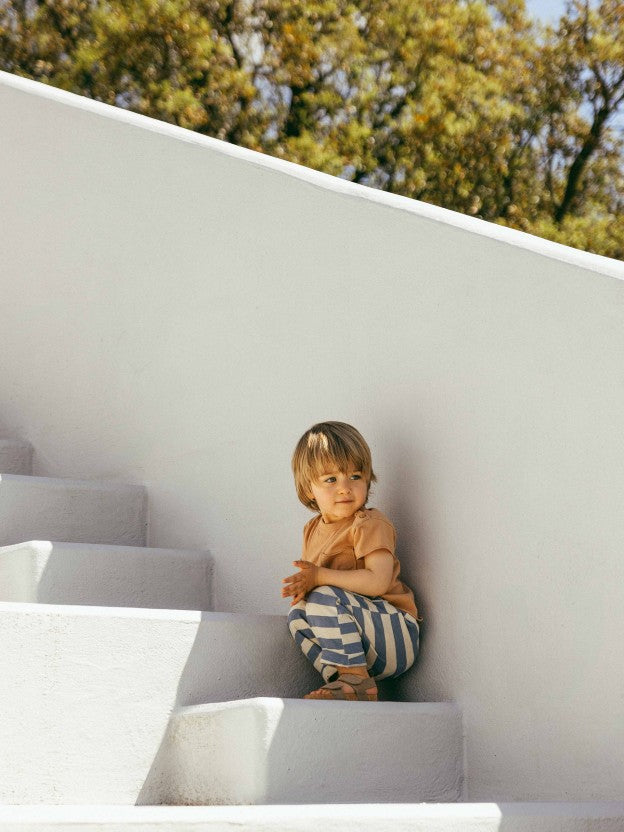 Pantalón pull-up a rayas con bolsillo Snug, índigo