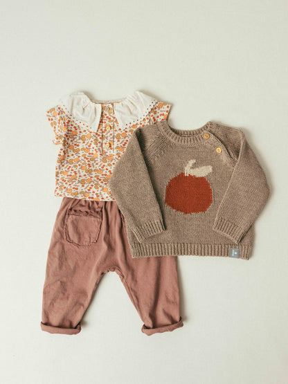 Jersey de punto jacquard con manzana Snug, naranja