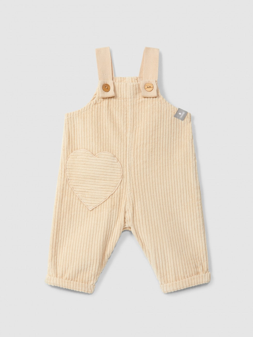 Peto de terciopelo acanalado con bolsillo de corazón Snug, beige