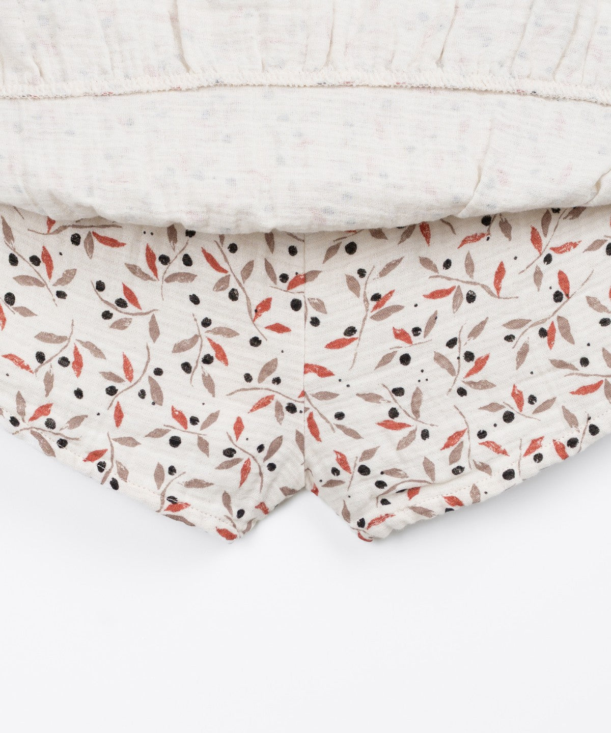 Falda pantalón con volante estampado hojas de olivo (3-14 años) - Beige