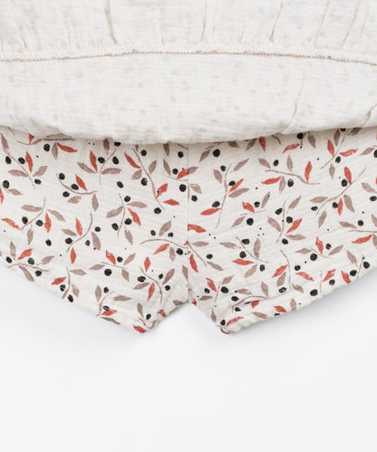 Falda pantalón con volante estampado hojas de olivo (3-14 años) - Beige