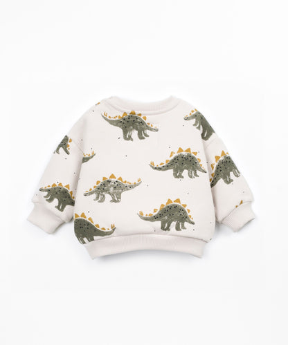 Sudadera de felpa estampado dinosaurios - Beige - Play Up (detalle)