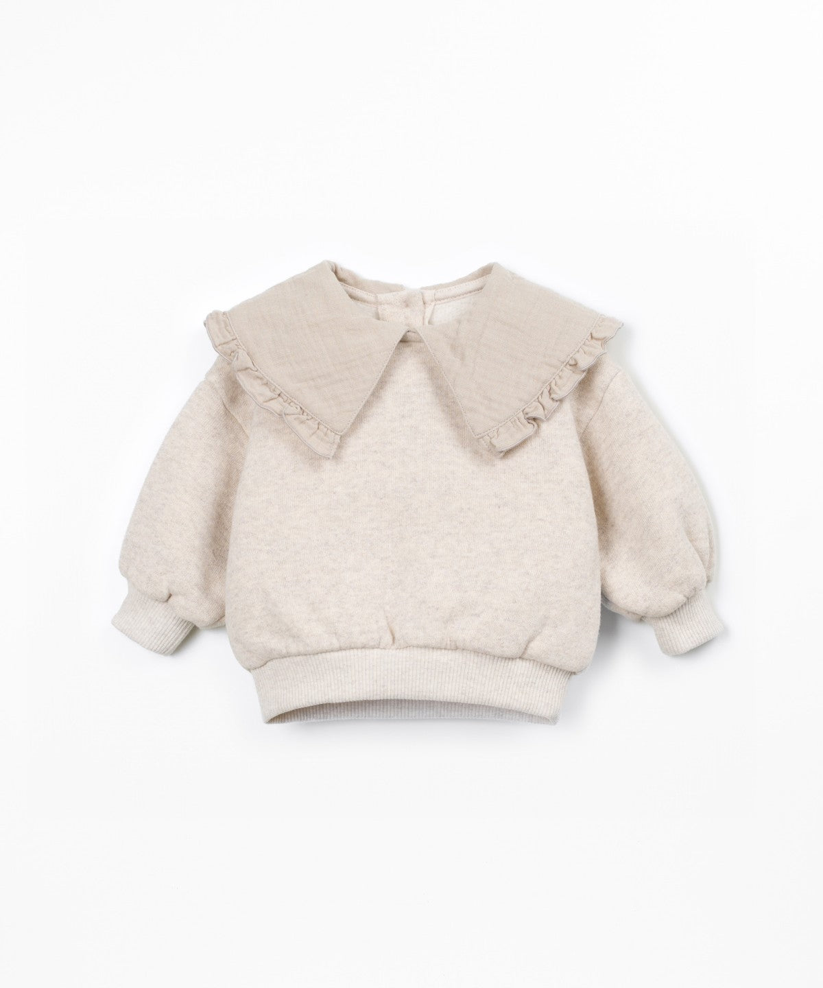 Sudadera de felpa con cuello de tela en contraste - Beige - Play Up