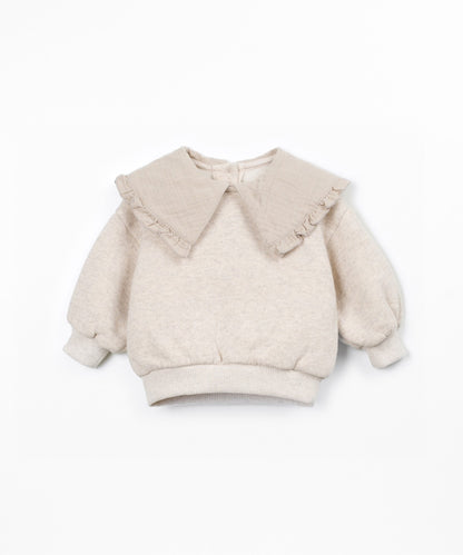 Sudadera de felpa con cuello de tela en contraste - Beige - Play Up