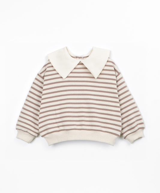 Sudadera a rayas con cuello en contraste (3-14 años) - Marrón claro - Play Up