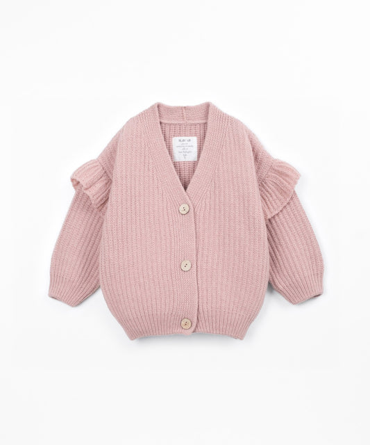 Chaqueta de punto en lana reciclada (3-14 años) - Salmón - Play Up