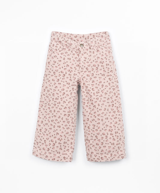 Pantalón de sarga estampado animal (3-14 años) - Rosa claro - Play Up