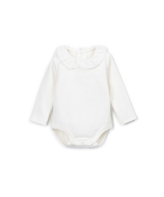 Body de manga larga con cuello de tela - Blanco - Play Up