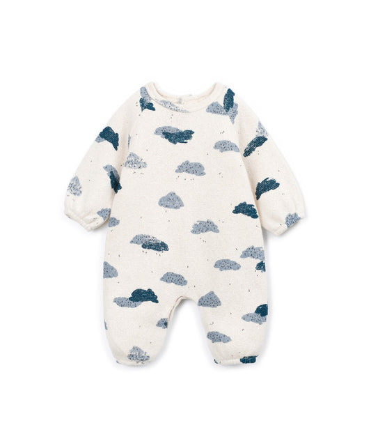 Pelele de punto estampado nubes - Azul claro - Play Up