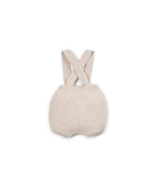 Ranita de punto en lana reciclada con tirantes cruzados - Beige oscuro - Play Up (detalle)