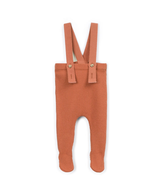 Leggings de canalé con pies y tirantes - Naranja - Play Up