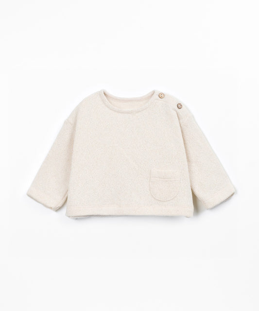 Sudadera con bolsillo e interior perchado - Beige - Play Up