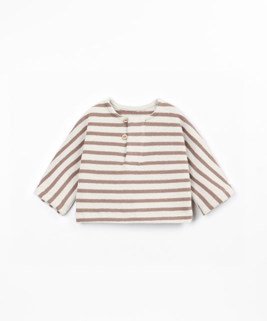 Sudadera a rayas con botones de coco - Marrón claro - Play Up