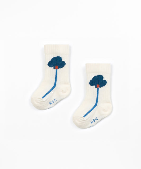 Calcetines de algodón orgánico estampado árbol - Beige - Play Up