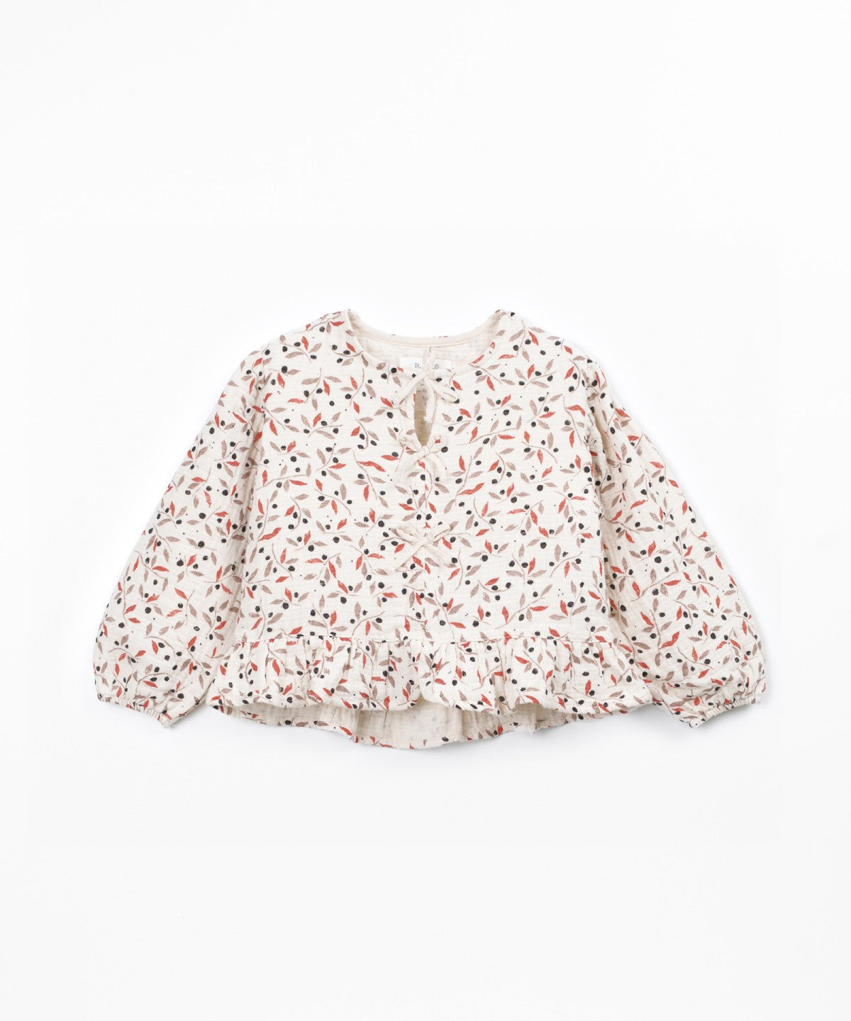 Blusa con volante estampado ramas de olivo (3-14 años) - Beige