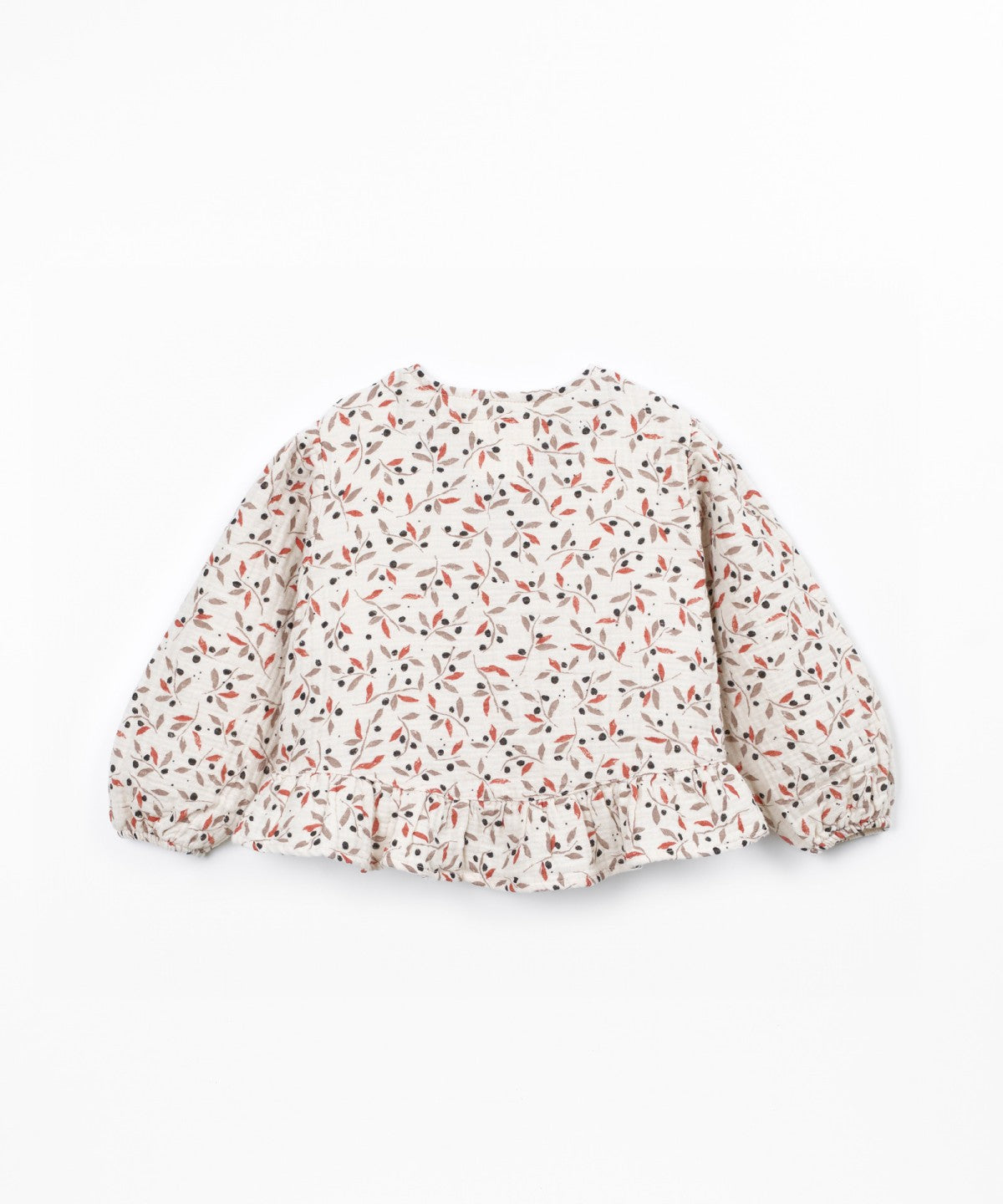 Blusa con volante estampado ramas de olivo (3-14 años) - Beige
