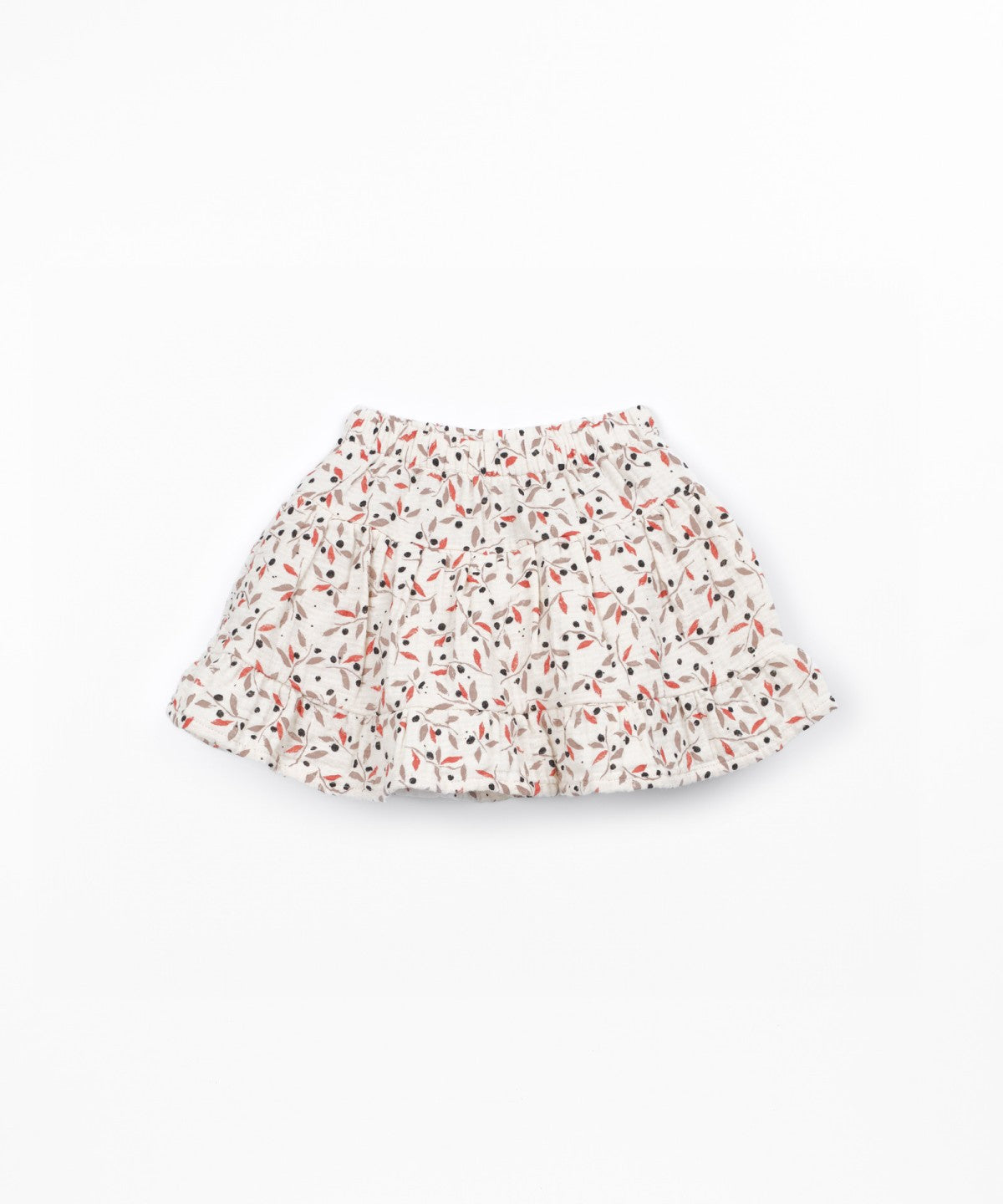 Falda pantalón con volante estampado hojas de olivo (3-14 años) - Beige